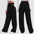 thumbnail image 2 of Womens Casual Pants Wide Leg Pants Woman Women's Autumn And Winter Solid Color Casual And Comfortable Sports Pocket Lace Up Wide Leg Straight Leg Sweatpants, 2 of 9