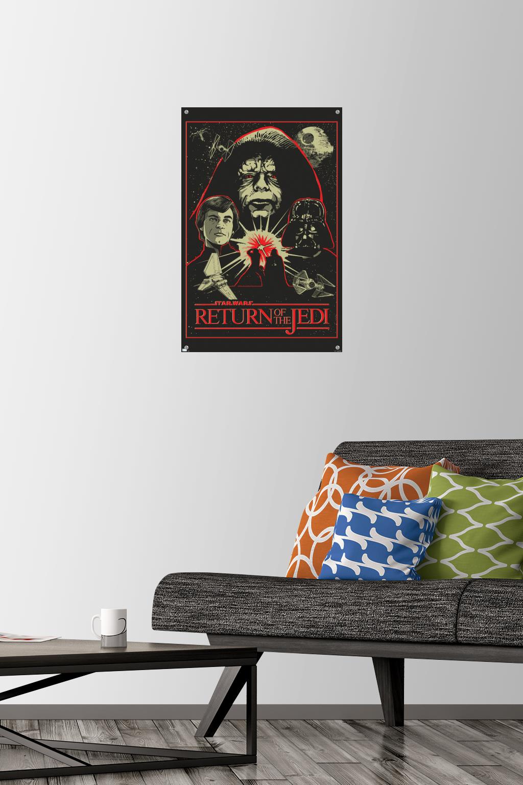 Star Wars: Return of the Jedi - Red Outline Illustration Wall Poster with Push Pins, 14.725" x 22.375"