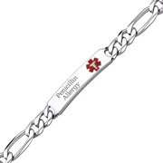 Personalized Men's Sterling Silver Medical Engraved ID Bracelet, 9"