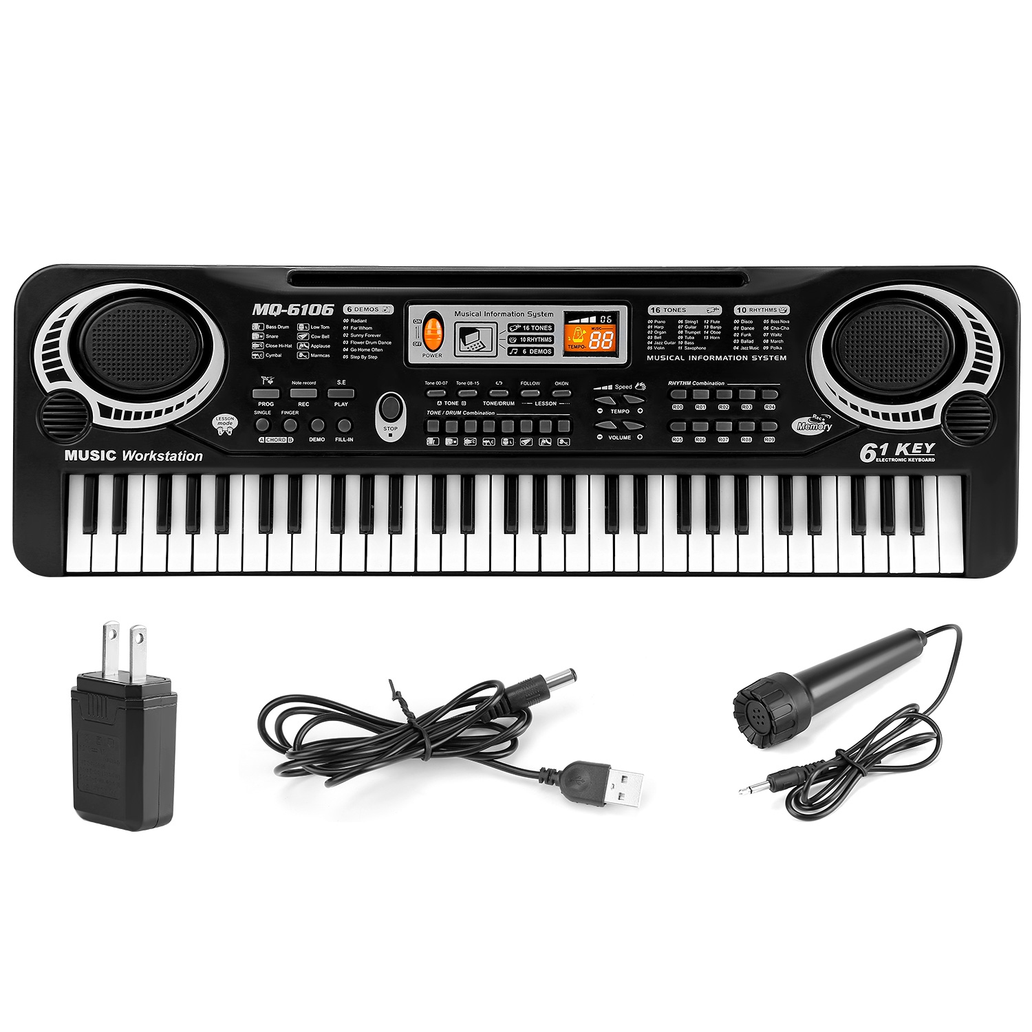 61 Keys Digital Music Electronic Keyboard, TeqHome Electric Piano Musical Instrument, Kids Learning Keyboard w/ Microphone For Beginners Kids Girls Boys Adults Gift