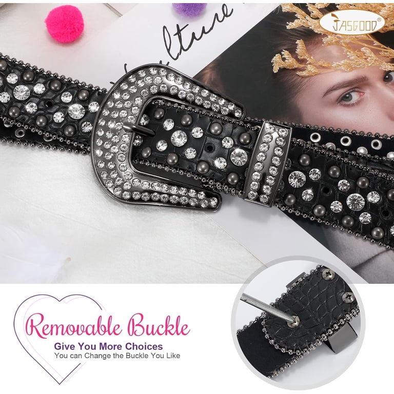 Rhinestone Cowgirl Belt with Detachable Buckle - Western Bling Belt BELTROAD Rhinestone Goth Bling Belts for Women and Men  main image 3
