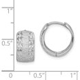 thumbnail image 4 of Solid 14K White Gold Diamond Cut Textured Hoop Earrings - 14.15mm, 4 of 6