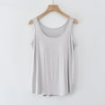 thumbnail image 2 of lcziwo Wide Strap Camisole for Women Model Built in Bra Summer Round Neck Tank Tops Solid Color Cozy Sleeveless Blouse Gray XL, 2 of 6