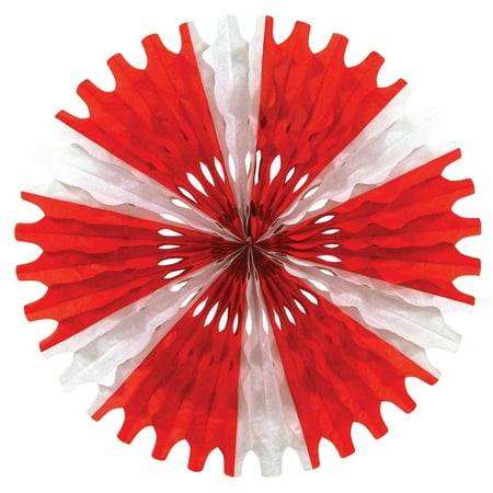 Club Pack Of 12 Red And White Tissue Fan Hanging Decorations 25