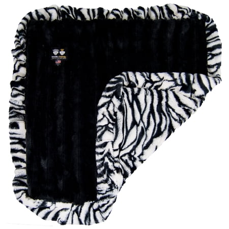 Bessie and Barnie Zebra / Black Puma Luxury Ultra Plush Faux Fur Pet/ Dog Reversible Blanket (Multiple Sizes)