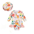 thumbnail image 1 of REDARER Girls Floral Print Swimsuit Rash Guard Bathing Set Cute Toddler Kids Beach Pool Party Wear, 1 of 4