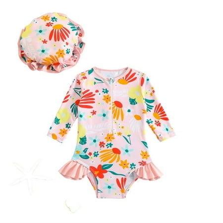 ZXLBBD Girls One Piece Swimsuit Cute Fashion Bathing Suit Sun Protection for Little Big Kids Beach Pool Summer Swimming Vacation Holiday Swimwear Size 4 Y-5 Y