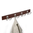 thumbnail image 3 of Stratford Walnut Wood 24 in. Wall Mount Rack with 4-Double Satin Nickel Hooks, 3 of 3
