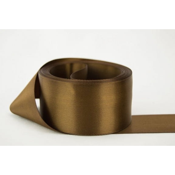 Ribbon Bazaar Double Faced Satin 1-1/2 inch Milk Chocolate 50 yards 100% Polyester Ribbon