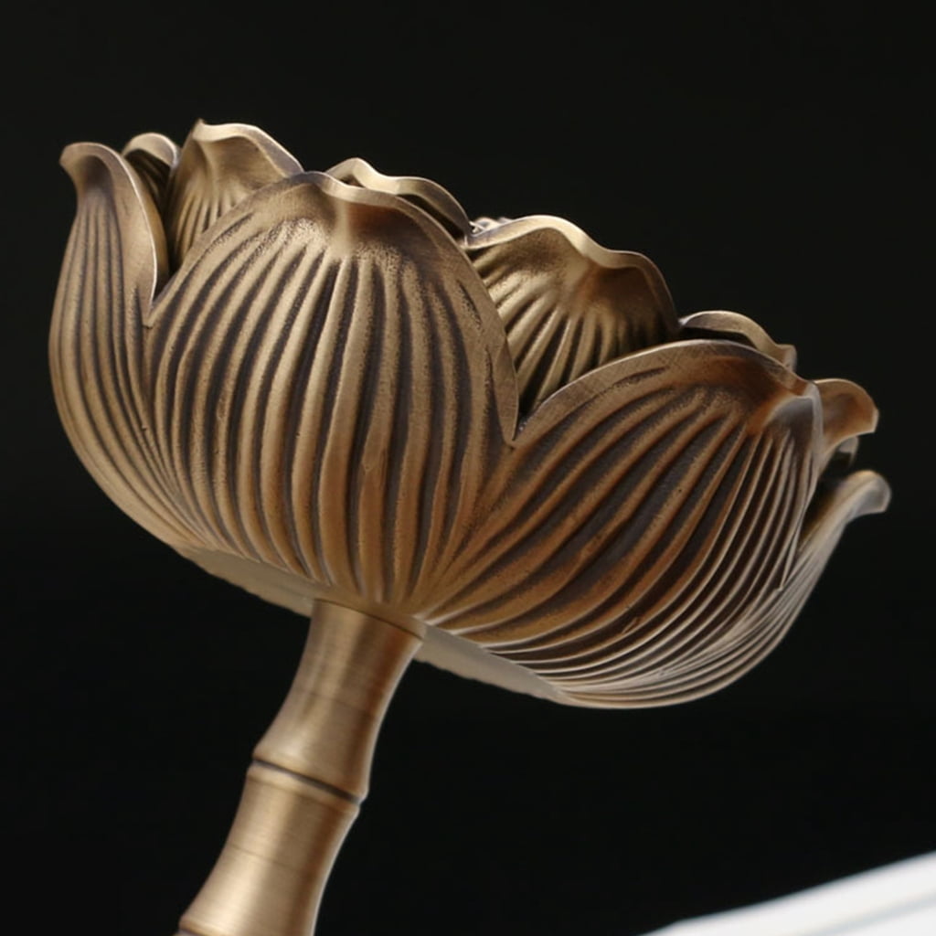BQBQERT Incenses Seal Holder Copper Bowl Incenses Holder Lotuses Shape Lid Incenses Tray Spiritual Décor
