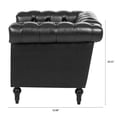 thumbnail image 5 of Classic Faux Leather Sofa, Upholstered Tufted Single Couch Armchair with Removable Cushion Rubber Wood Legs for Living Room Bedroom Apartment, 5 of 17