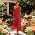 thumbnail image 5 of JULMCOMO Summer Dresses for Women Polka Dot One Shoulder Casual A Line Flowy Maxi Dresses Tie Strap Beach Vacation Sundresses Red M, 5 of 6
