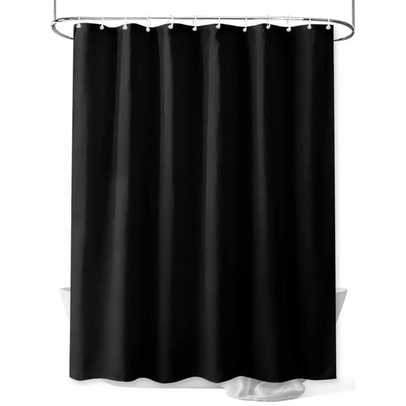 Shower Curtain Solid Color Bathroom Curtains with Hooks, Waterproof Fabric Ash Black Bath Shower Curtains Set for Bathroom Bathtubs Decor 72x72 Inch