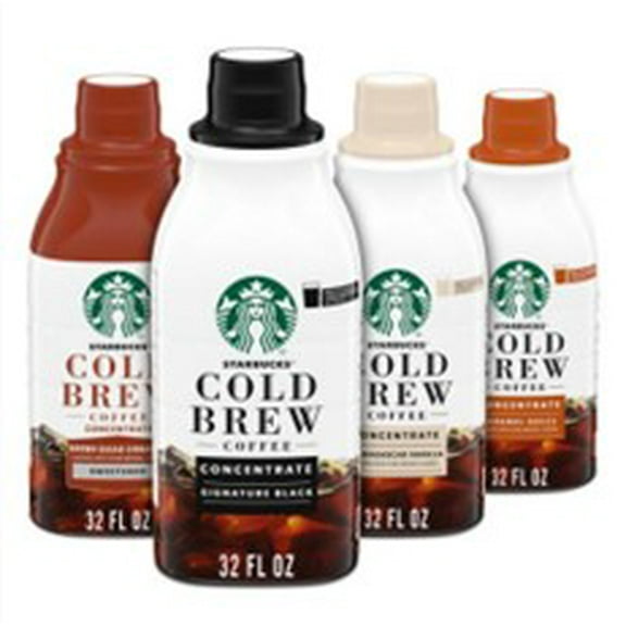 Starbucks Cold Brew Variety Pack Signature Black, Brown Sugar Cinnamon, Madagascar Vanilla & Caramel Dolce Cold Brew