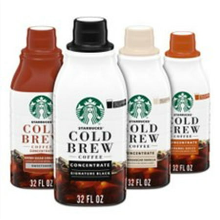 Starbucks Cold Brew Variety Pack Signature Black, Brown Sugar Cinnamon, Madagascar Vanilla & Caramel Dolce Cold Brew