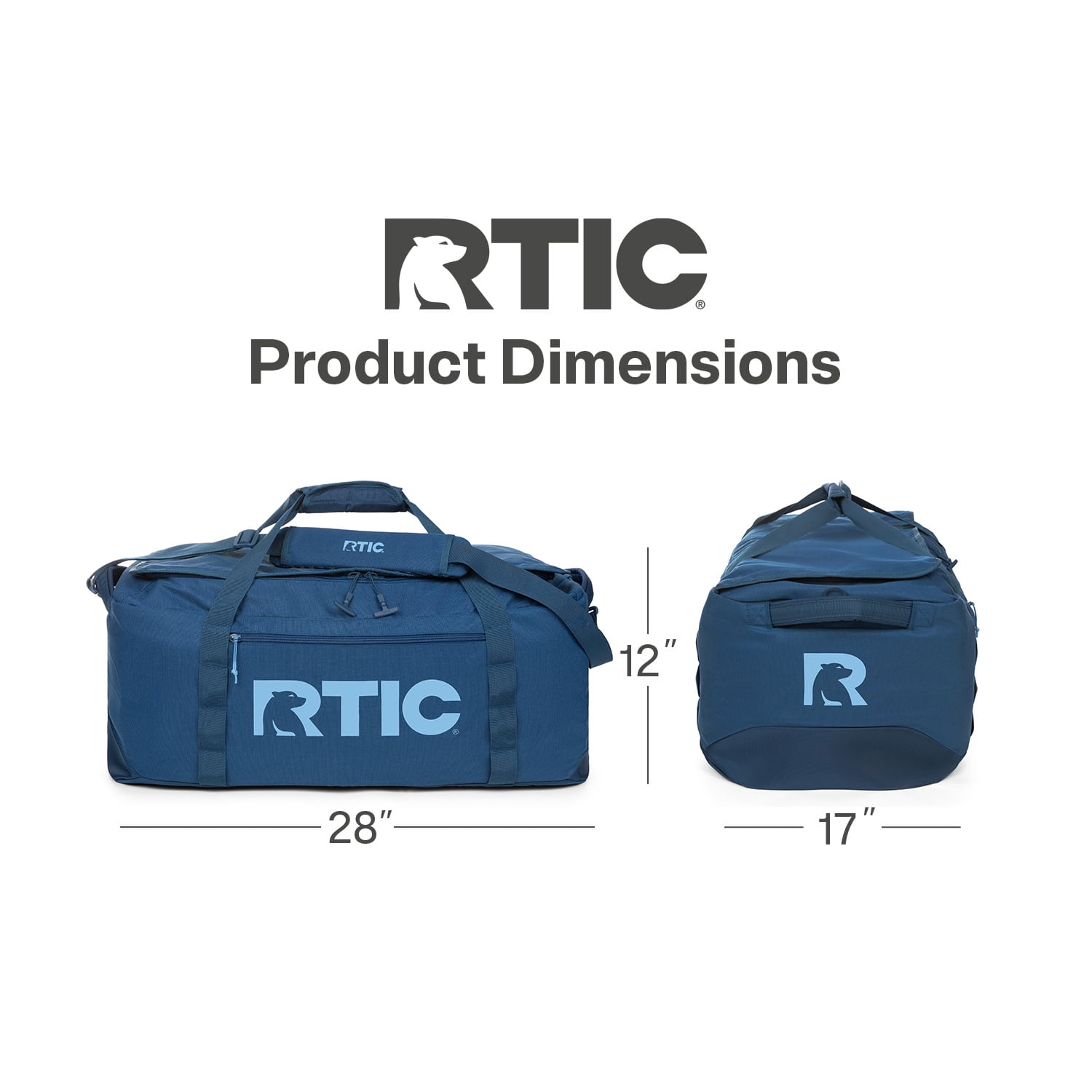 RTIC Road Trip Duffle Bag, Large, Water Resistant, Durable Fabric, Navy & Denim