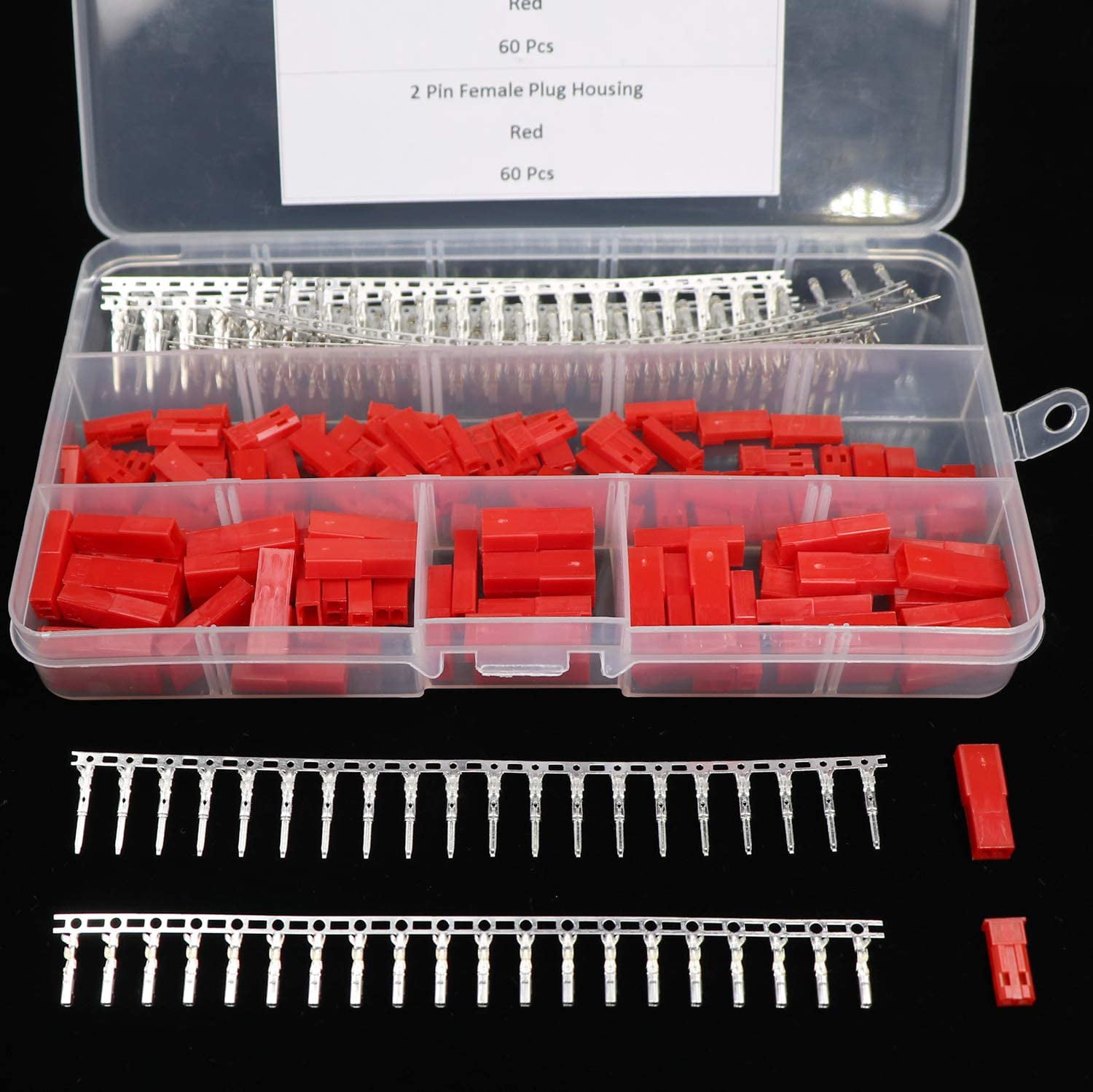 XLX 360Pcs JST SYP 2-Pin Female & Male Red Plug Housing Crimp Terminal Connector Kit