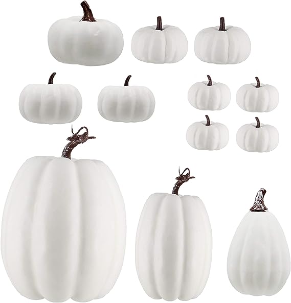Artificial Pumpkins Bulk Vintage White Pumpkin Harvest Lifelike Pumpkin