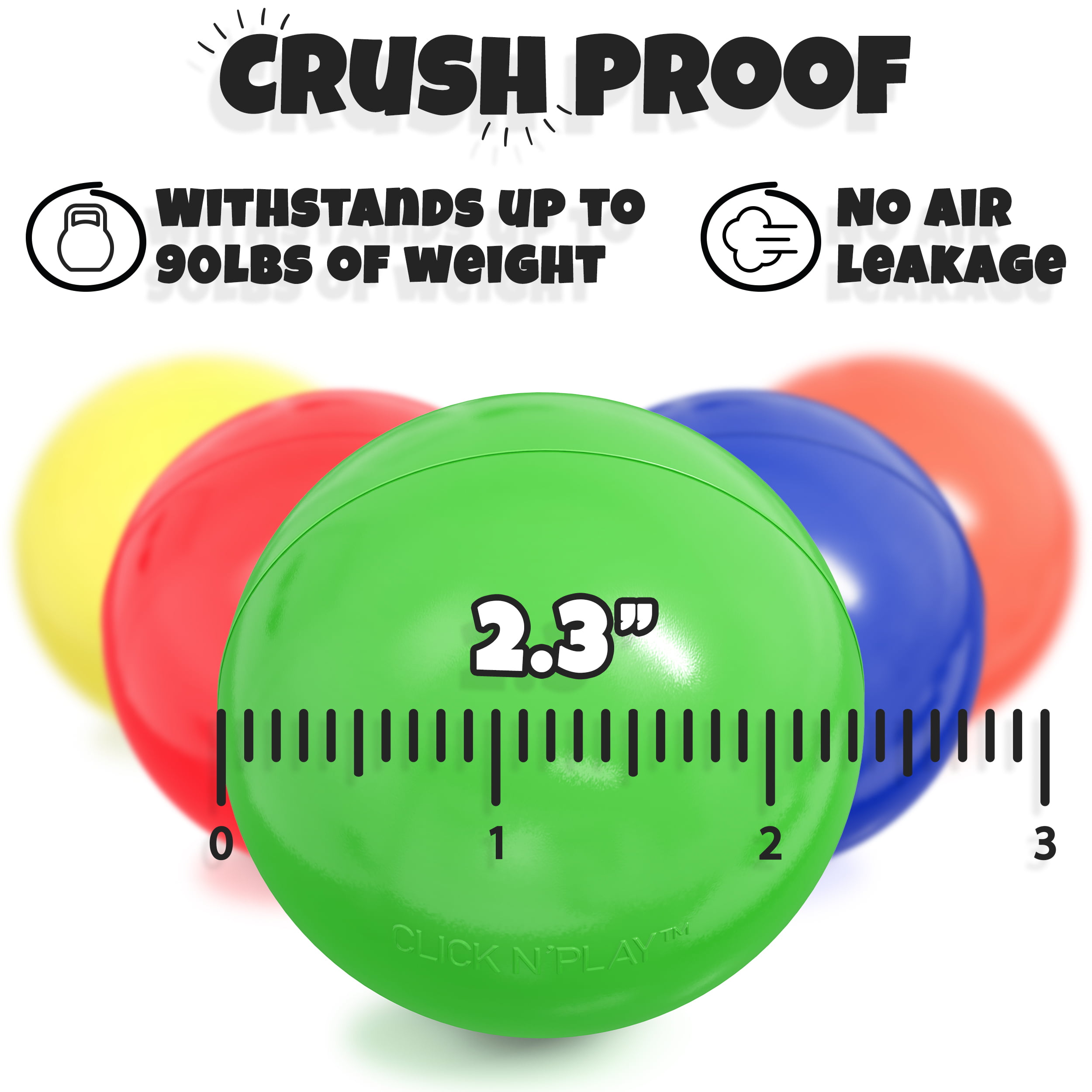 2000 Jumbo 3" Commercial Grade HD Ball Pit Balls Crush-Proof non-Toxic Plastic 