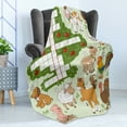 thumbnail image 4 of Word Search Puzzle Soft Flannel Fleece Throw Blanket, Cartoon Style Farm Animals Happy Country Life Theme Squares Numbers, Cozy Plush for Indoor and Outdoor Use, 50" x 70", Multicolor, by Ambesonne, 4 of 5