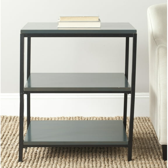 SAFAVIEH Zeke Solid Rustic 3 Tier Shelf Unit, Steel Teal