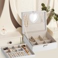 thumbnail image 6 of Gopink Lockable Jewelry Boxes Mirror for Women, 9.06 x 6.69 x 3.54 inches, White, 6 of 7