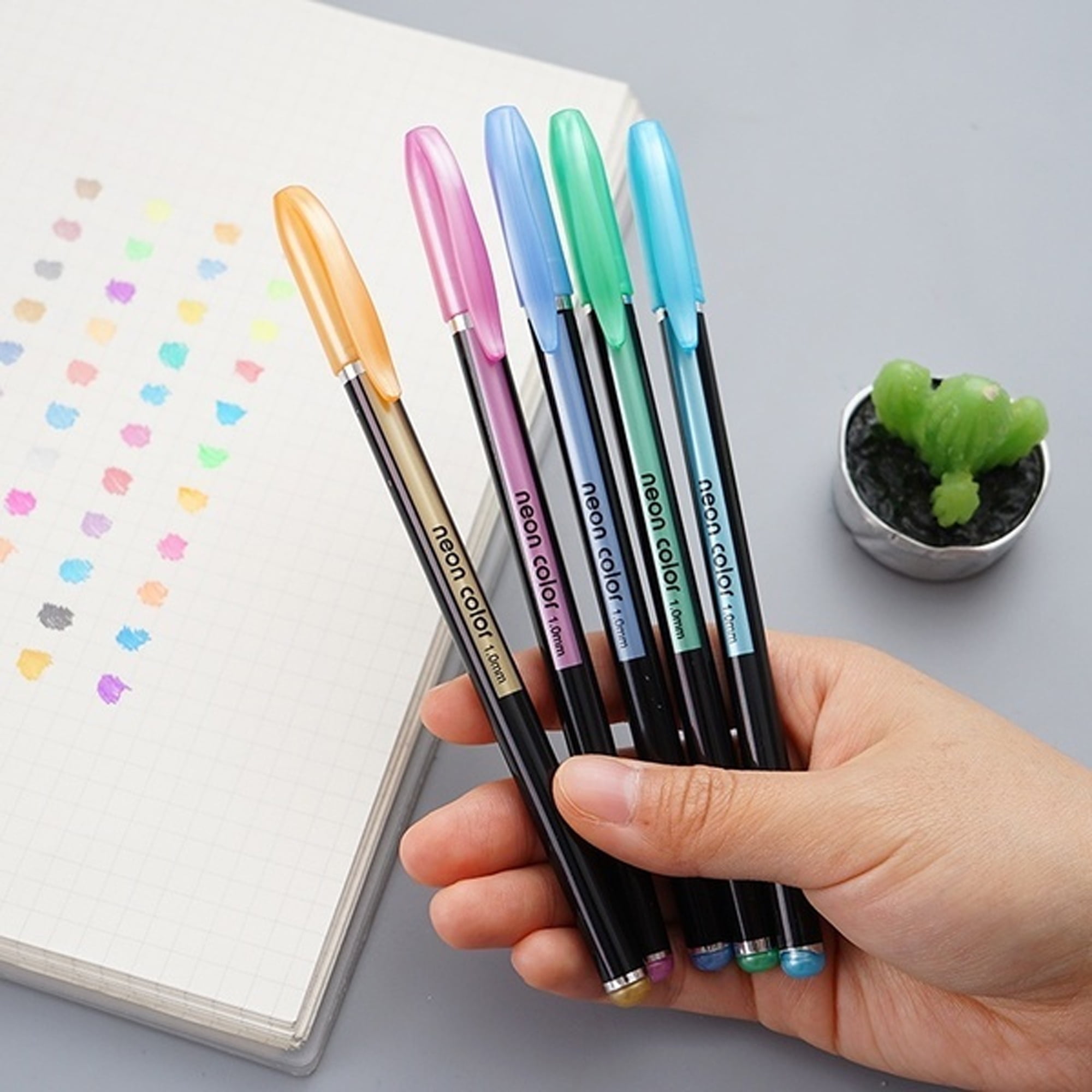 6pcs 3D Colored Gel Pen Glitter Highlighter Marker Journal Suitable For  Markers