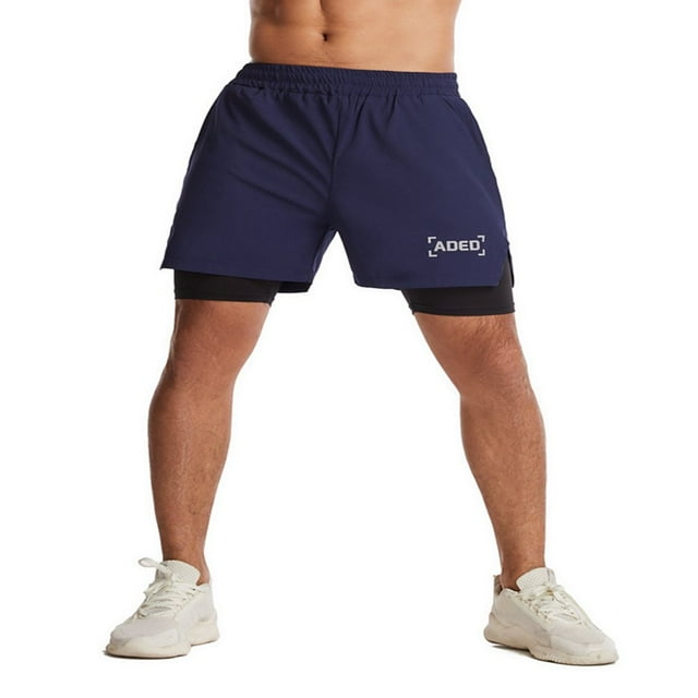 CNKOO Men‘s 2 in 1 Workout Running Shorts Quick Dry Lightweight Gym Training Sport Short with Phone Pockets