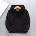 thumbnail image 3 of WhouRiu Little Boy Girl Hoodies Solid Warm Thickened Long Sleeve Hooded Sweatshirt Child Loose Cozy Fall Winter Hoodies Black,Sized 5-6, 3 of 3