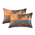 thumbnail image 2 of Dailycode Satin Pillow Case Standard Silk Pillow Cover for Hair and Skin Envelope Closure Beach Sunset Starfish Tree 20"x26", 2 of 9
