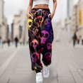 thumbnail image 3 of Halloween Pants Women Elastic Waist Drawstring Relaxed Fit Funny Print Joggers Sweatpants with Pockets, 3 of 5