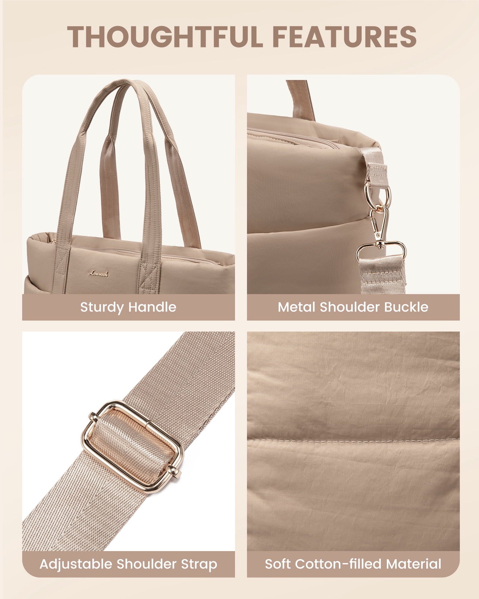 Lovevook Diaper Bag Tote,Fashion Mommy Tote Bag Work Travel Diaper Bag Fit up to 15.6inch Laptop Chic Puffer Fabric Soft & Comfortable