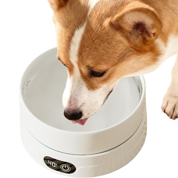 1Pc Heated Water Bowl for Dog & Cat,Smart Thermal-Bowl for Winter,Outside Heated Waterer,Outdoor Warming Dog Bowl,Waterproof Heated Pet Bowl,Thermal-Dish in Winter,Outdoor Heated Dog Bowl,White