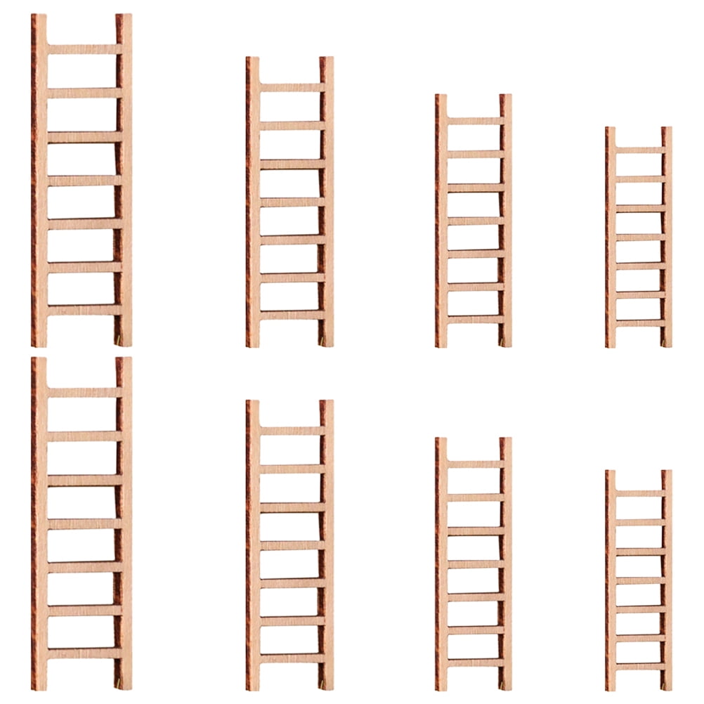 Minkissy 8pcs Micro Landscape Ladder Unpainted Wood for Home Decoration and Setup