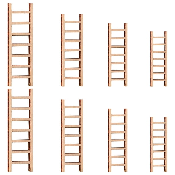 8 Uds casa de muñecas Mini escalera de madera Micro paisaje escalera para jardín muebles escalera en miniatura