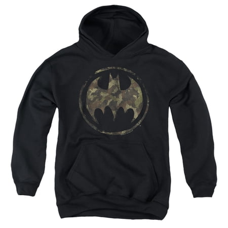 Batman Bats Of Camo Kids Pull-Over Hoodie (X-Large) for Youth Boys and Girls Black