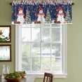 thumbnail image 3 of Navy Blue Christmas Curtain Valances for Windows, Kitchen Valance Window Treatments Panel 2 Pack, Snowman Xmas Balls Pine Needle Tree Rod Pocket Short Curtains for Bathroom Bedroom 60 x 18 Inch, 3 of 8
