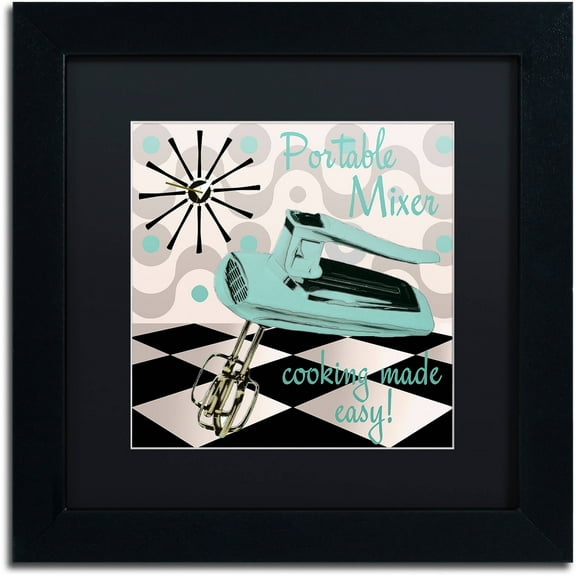 Trademark Fine Art "Fifties Kitchen III" Canvas Art by Color Bakery Black Matte, Black Frame