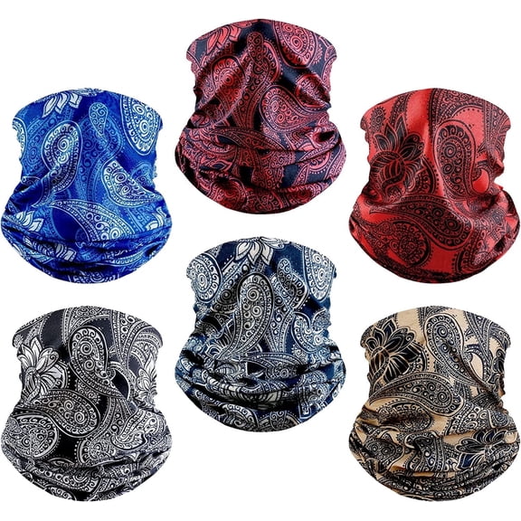 Adult 6 Pack Neck Gaiter Elastic Balaclavas Face Mask Versatile Bandana for Men Women