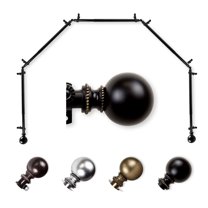 Domovina Elias 13/16" 5-Sided Bay Window Curtain Rod-Color:Black,Size:140-240"