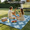 thumbnail image 4 of Blue Floral Outdoor Rug 5x7 Ft - Reversible Patio Rug Outdoor Camping Rugs, Spring Flowers Modern Abstract Art Farmhouse Indoor Outdoor Area Rugs, Non-Slip Outdoor Carpet Runner for Deck/Porch, 4 of 8