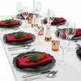 thumbnail image 4 of Yucurem 100PCS Reusable Charger Plates Bulk, 12.2" Plastic Dinner Charger Plates, Round Ruffled Rim Decorative Dinner Tableware for Wedding, Party, Event Table Decor (Black), 4 of 9