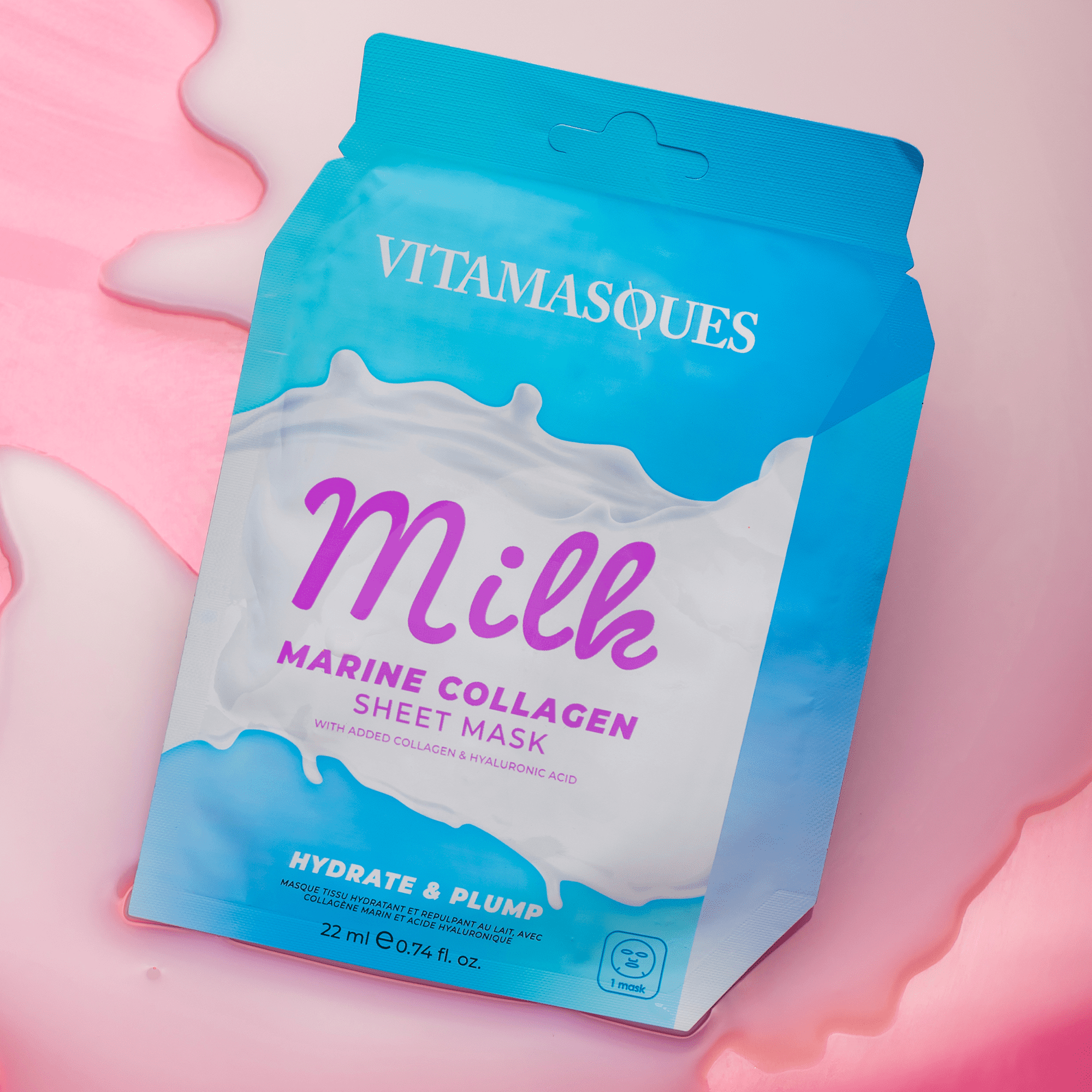 (72 pack) Vitamasque Milk Face Mask, Marine Collagen, One Sheet Mask