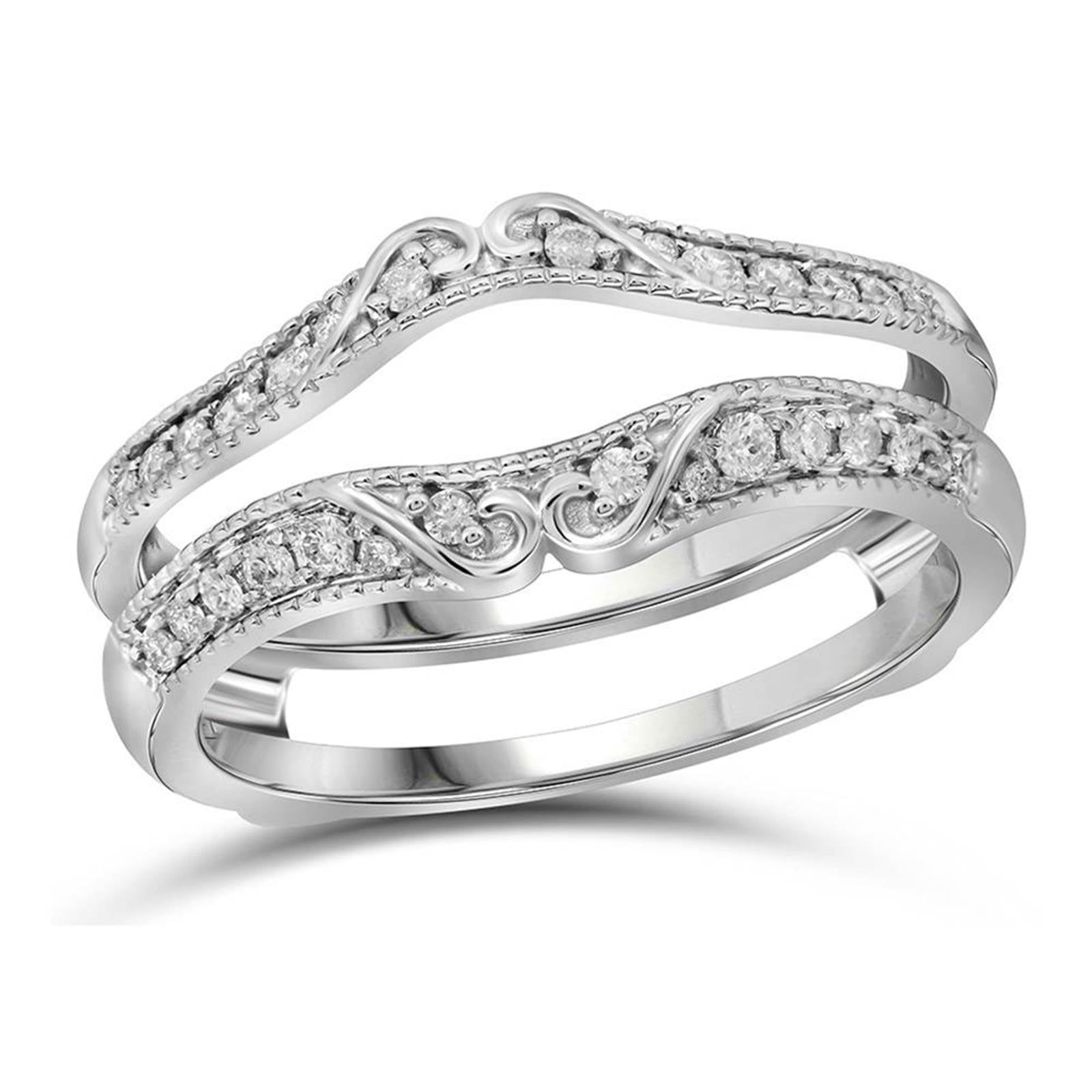 Fusion Collections Ladies 14k White Gold Round Diamond Ring Guard