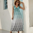 thumbnail image 5 of Moroccan Turquoise Gray Ombre Dress Summer Street Style Bohemia Long Dresses Female Sleeveless Printed Maxi Dress, 5 of 9