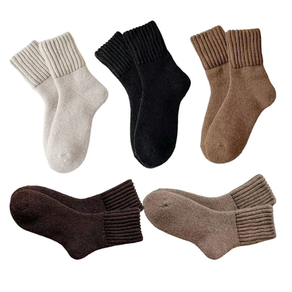 Qwertyu Womens Solid Mid Calf Socks, 1 Pairs Cozy Fall Socks for Women, Winter Soft Thermal Cotton Knit Socks Black