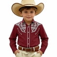 thumbnail image 4 of Rhuody Spring Tops Boys Lapel Blouse Western Cow Print Shirt Long Sleeve Button Down Top For Children And Youth Versatile Wear Red 12-13 Years, 4 of 4
