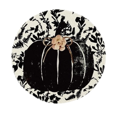 Autumn Round Placemat For Seasonal Decor 13.98 X 13.98 X 0.197 Inches Polyester Material Multicolor 1 Piece Fall Themed Placemat For Thanksgiving Table Settings And Home Decoration A