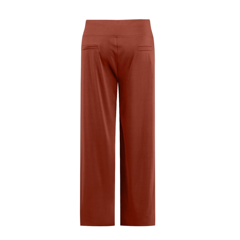 brown pull on dress pants Dwellite Women's High Waist Pull-On Pants for Work Business Casual Office Trousers with Pockets 2XL kyle shahida sale
