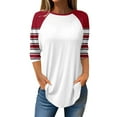 thumbnail image 2 of Fall T-Shirt for Women Women's Fashion Casual Going Out Tops Printed Raglan Sleeve 3/4 Sleeve Pullover Round Neck Tops, 2 of 5